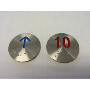 PLACA INDICATIVA REDONDA CON BRAILE (ROJO)